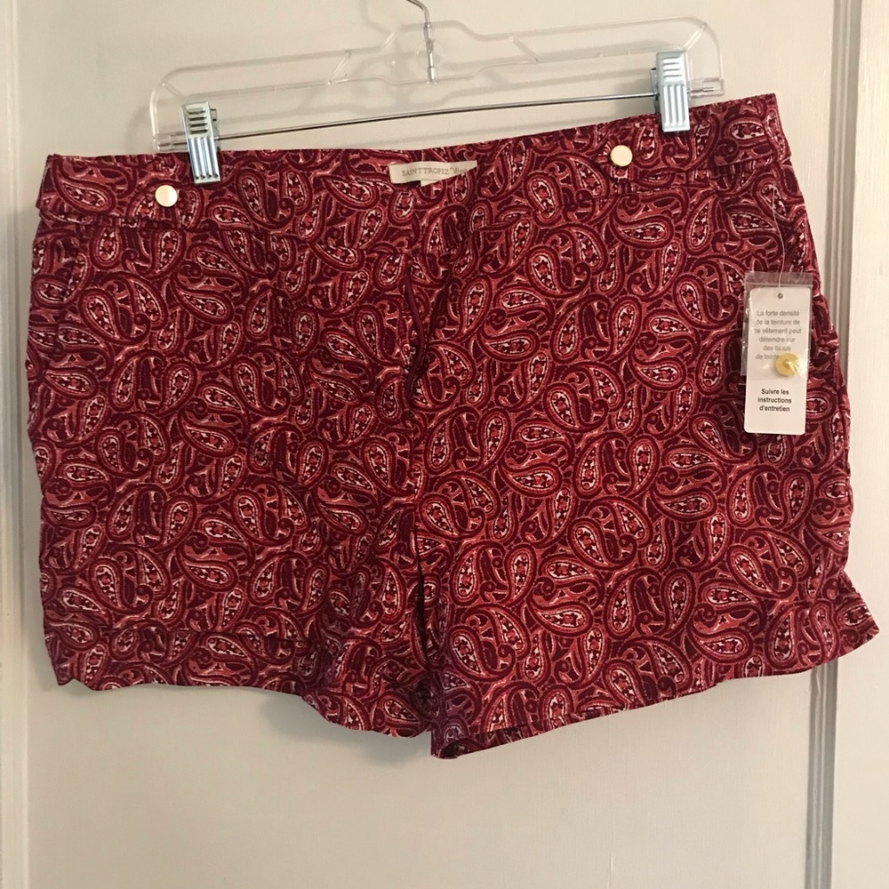 Saint Tropez West Red Paisley Shorts size 12